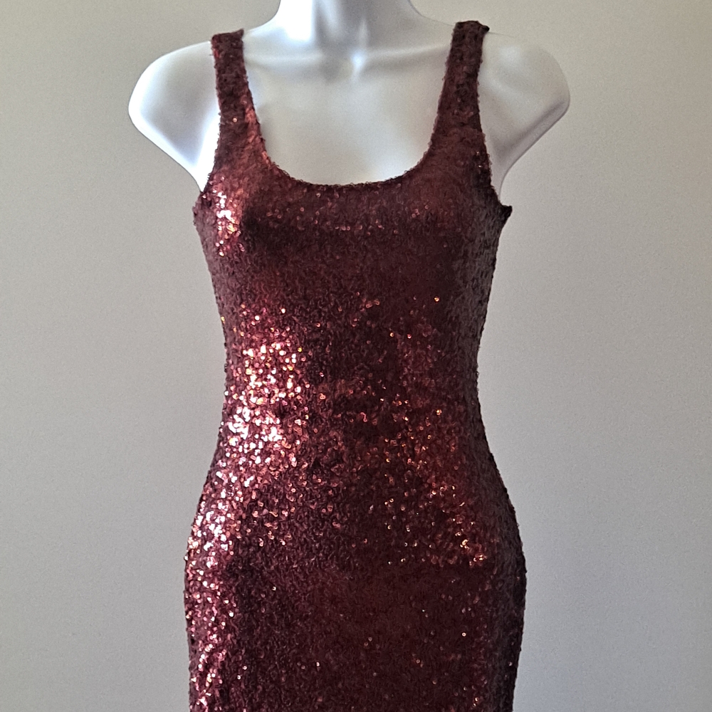 Sequin Sleeveless Dress - Burgundy